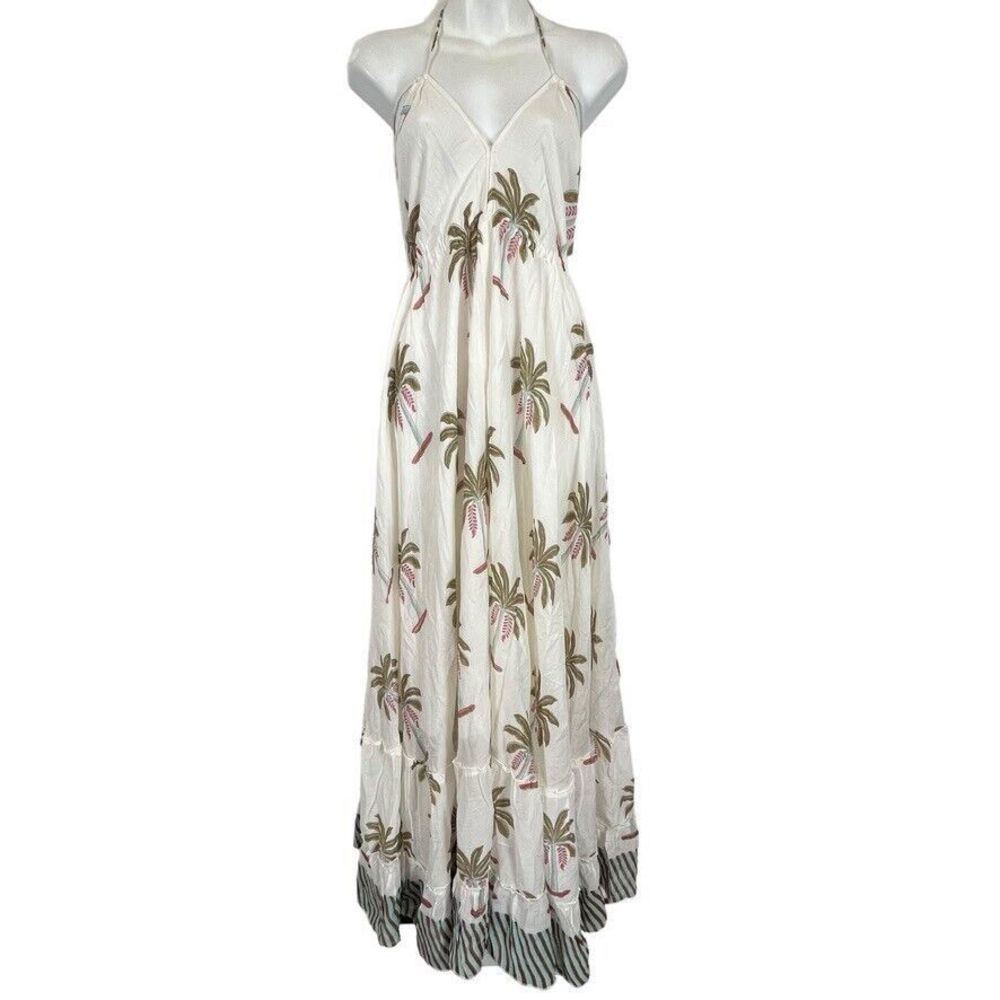 Roberta Roller Rabbit Morjim Palm Venezia Maxi Silk & Cotton Womens Dress NWT L